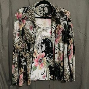 Tank top with matching zip up blouse